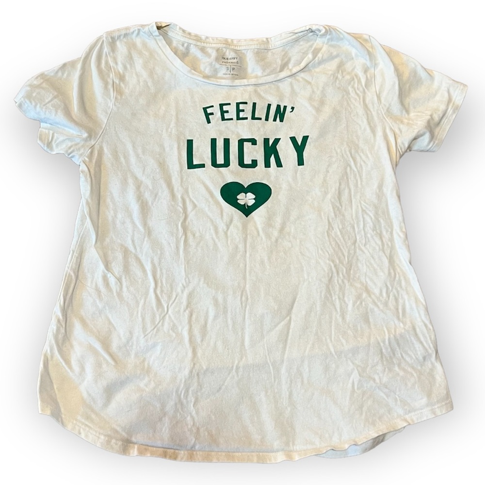 ‼️LAST CHANCE‼️ Old Navy White Relaxed Fit St. Patrick’s Day Tee ☘️ - Picture 1 of 5